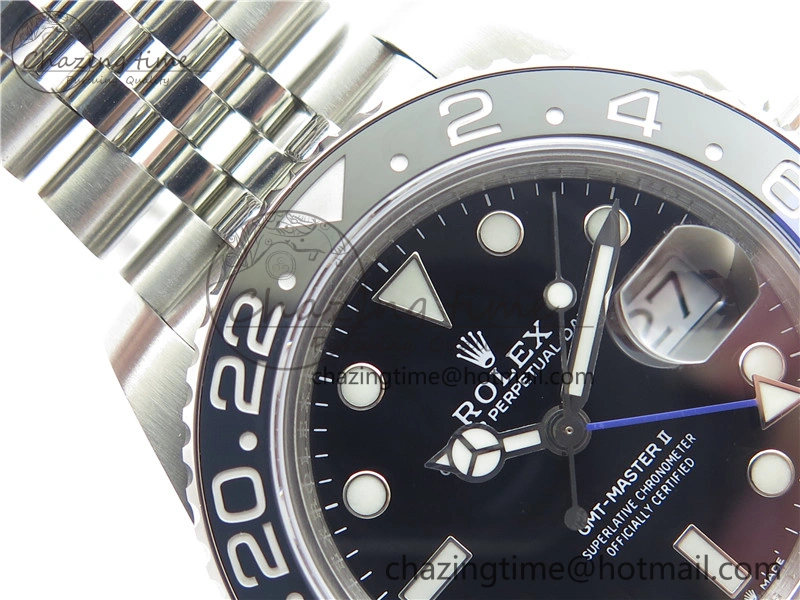GMT-Master II 126710 Black Blue Ceramic Bezel 904L SS GMF 1:1 Best Edition Black Dial on 904L Jubilee Bracelet A3285