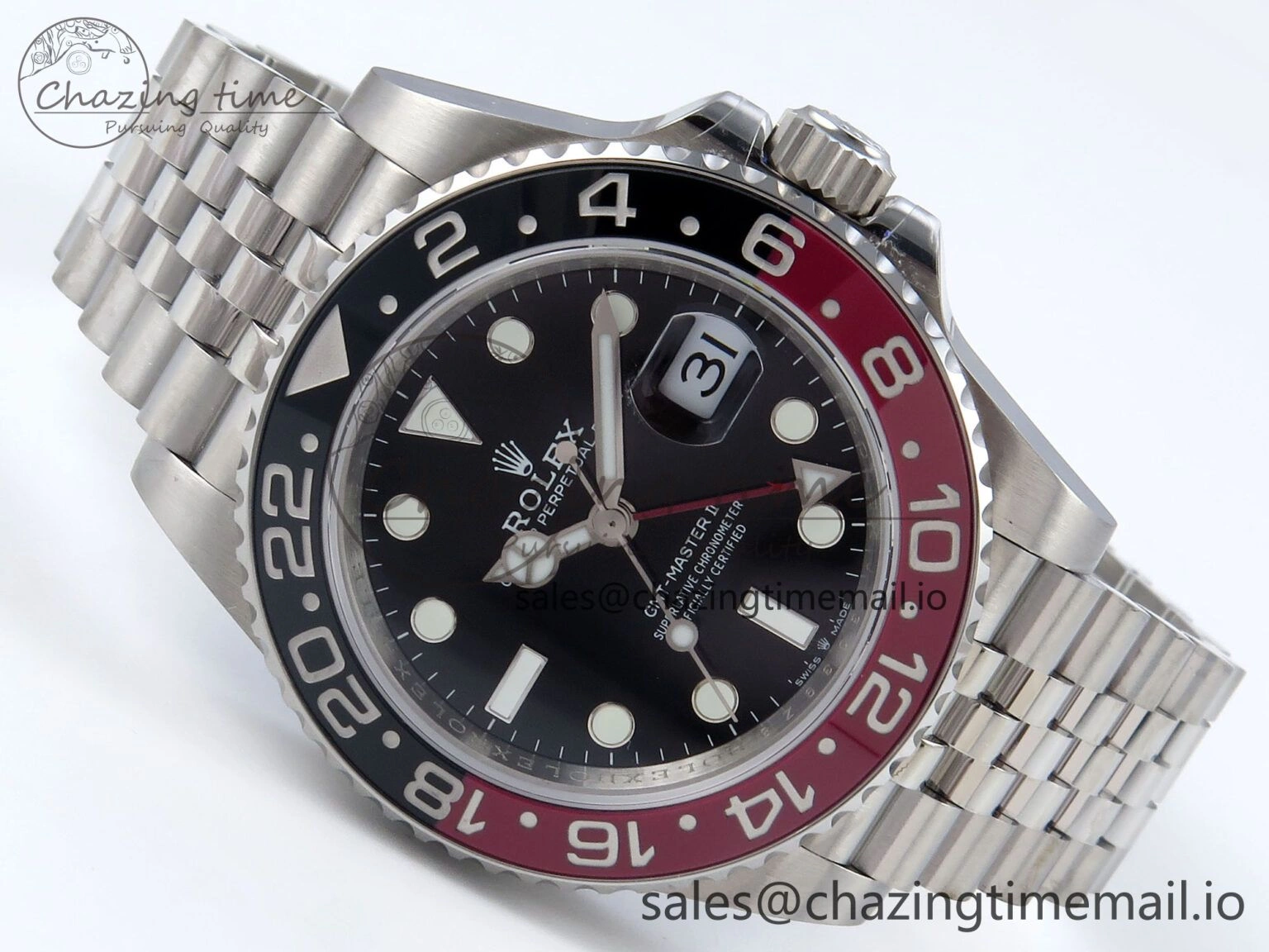 GMT-Master II 126710 Black Red Ceramic 904L QF 1:1 Best Edition on SS Jubilee Bracelet SH3285 V10