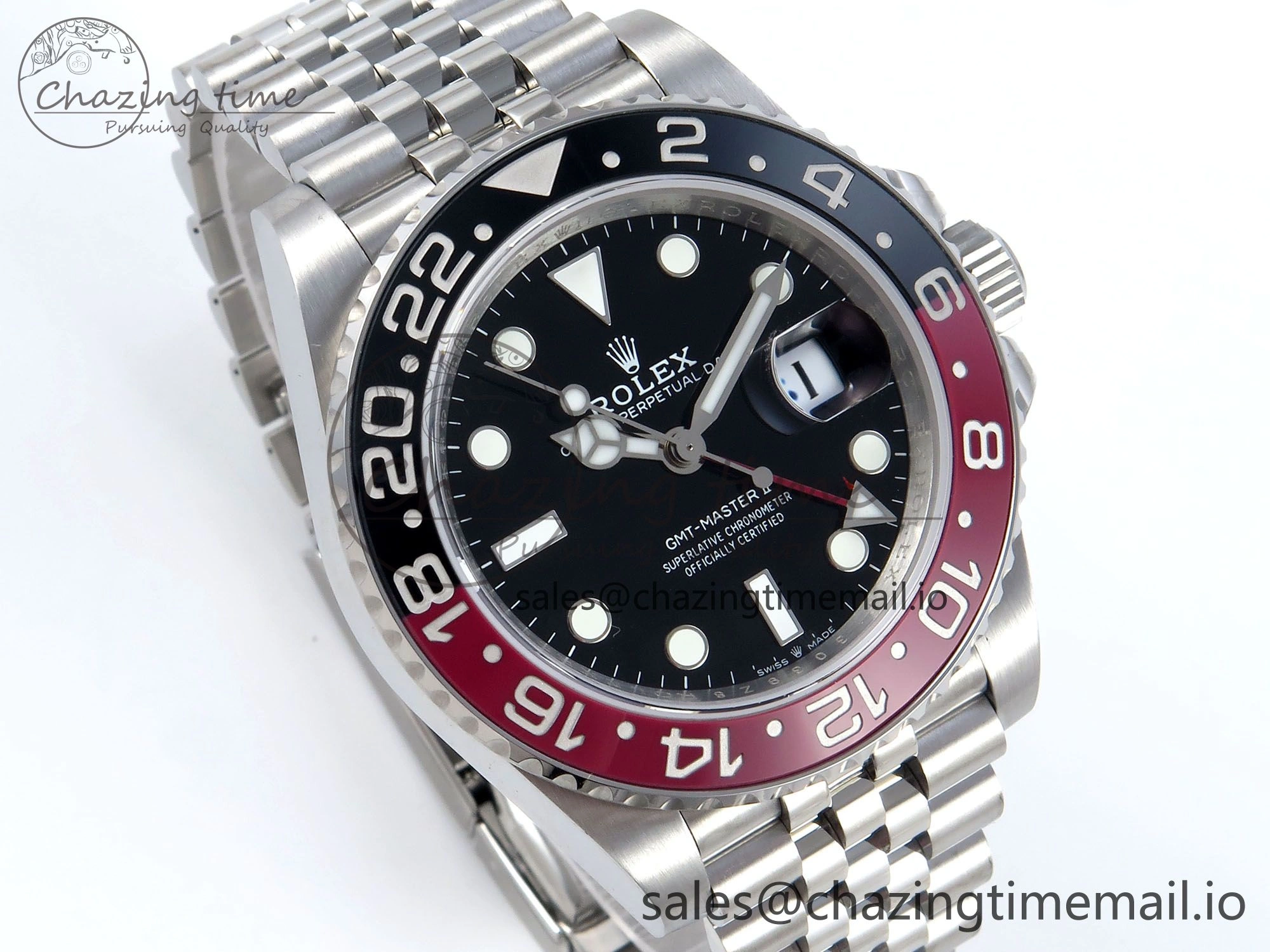 GMT-Master II 126710 Black Red Ceramic 904L QF 1:1 Best Edition on SS Jubilee Bracelet SH3285 V10