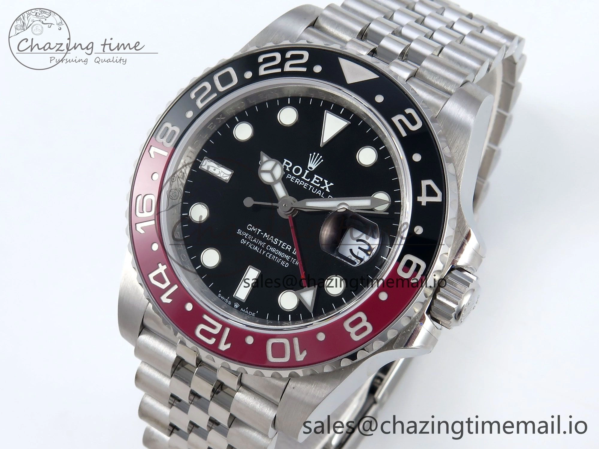 GMT-Master II 126710 Black Red Ceramic 904L QF 1:1 Best Edition on SS Jubilee Bracelet SH3285 V10
