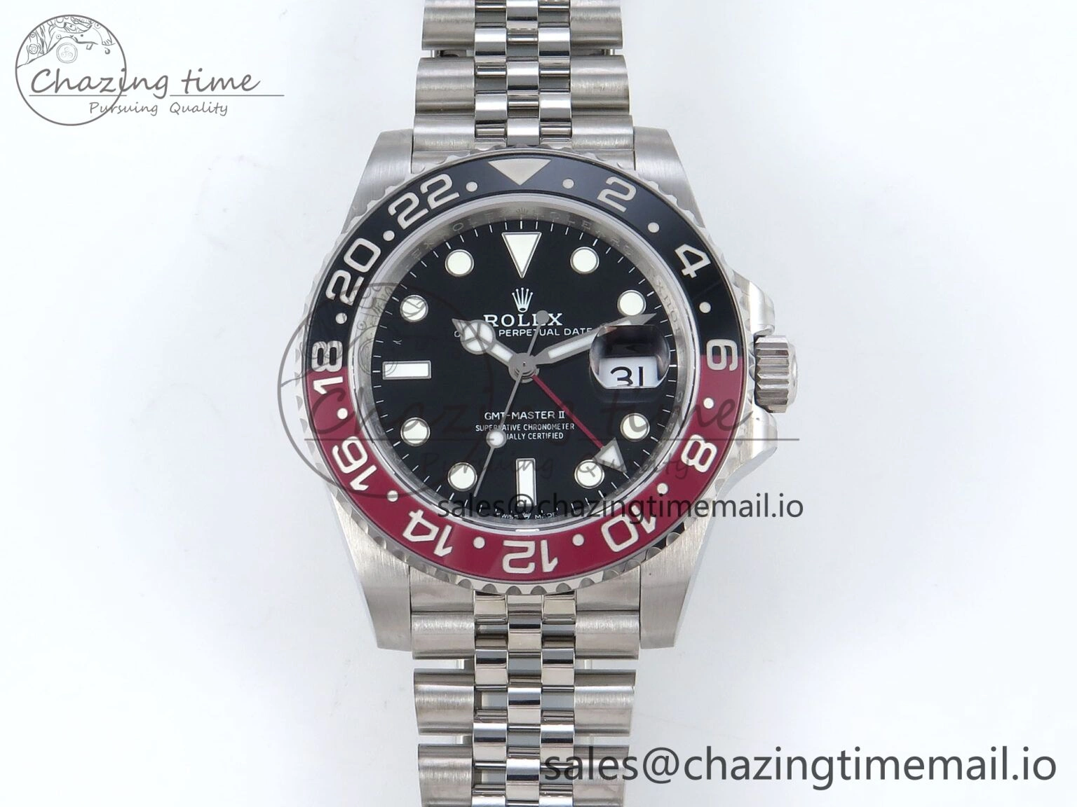 GMT-Master II 126710 Black Red Ceramic 904L QF 1:1 Best Edition on SS Jubilee Bracelet SH3285 V10