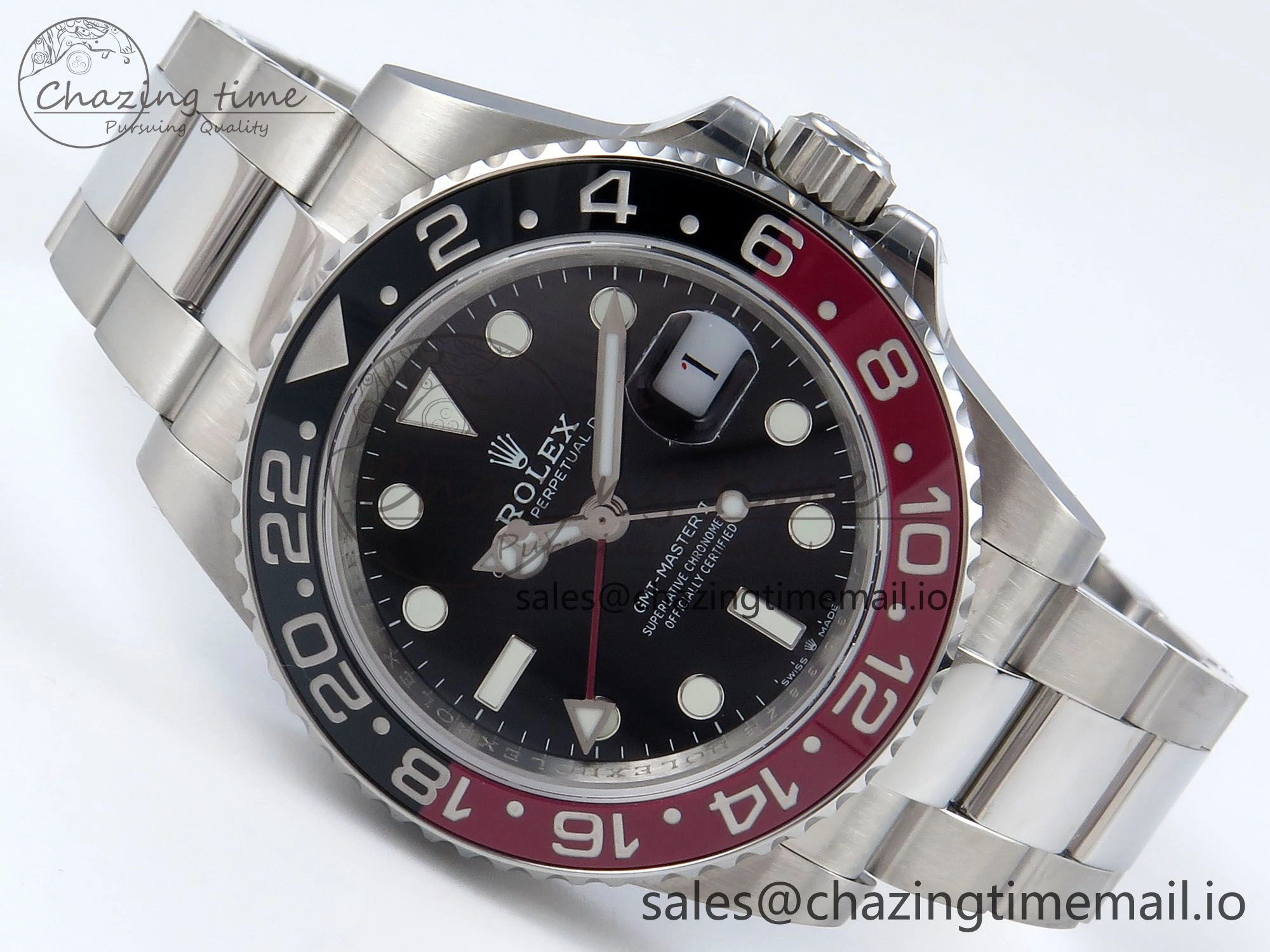 GMT-Master II 126710 Black Red Ceramic 904L QF 1:1 Best Edition on SS Oyster Bracelet SH3285 V10