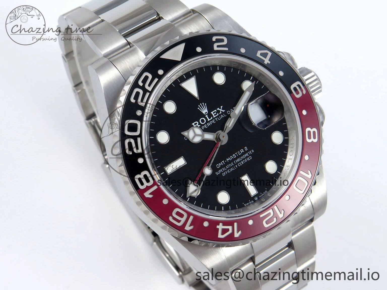 GMT-Master II 126710 Black Red Ceramic 904L QF 1:1 Best Edition on SS Oyster Bracelet SH3285 V10