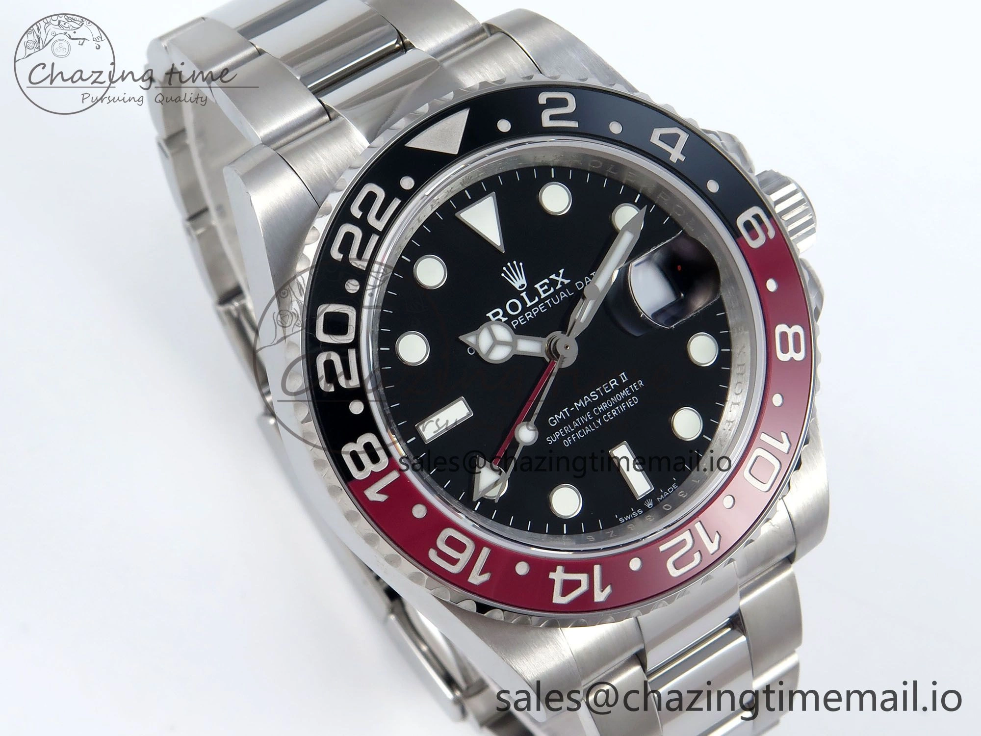 GMT-Master II 126710 Black Red Ceramic 904L QF 1:1 Best Edition on SS Oyster Bracelet SH3285 V10