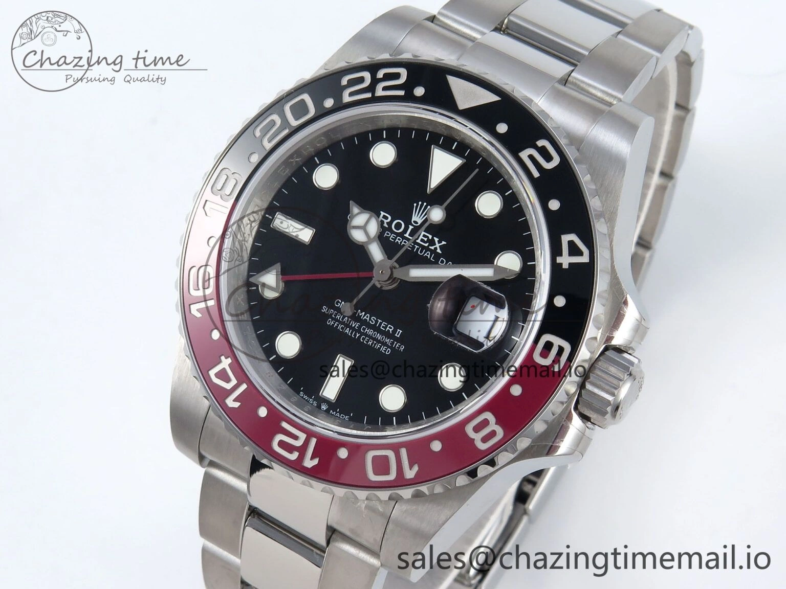 GMT-Master II 126710 Black Red Ceramic 904L QF 1:1 Best Edition on SS Oyster Bracelet SH3285 V10