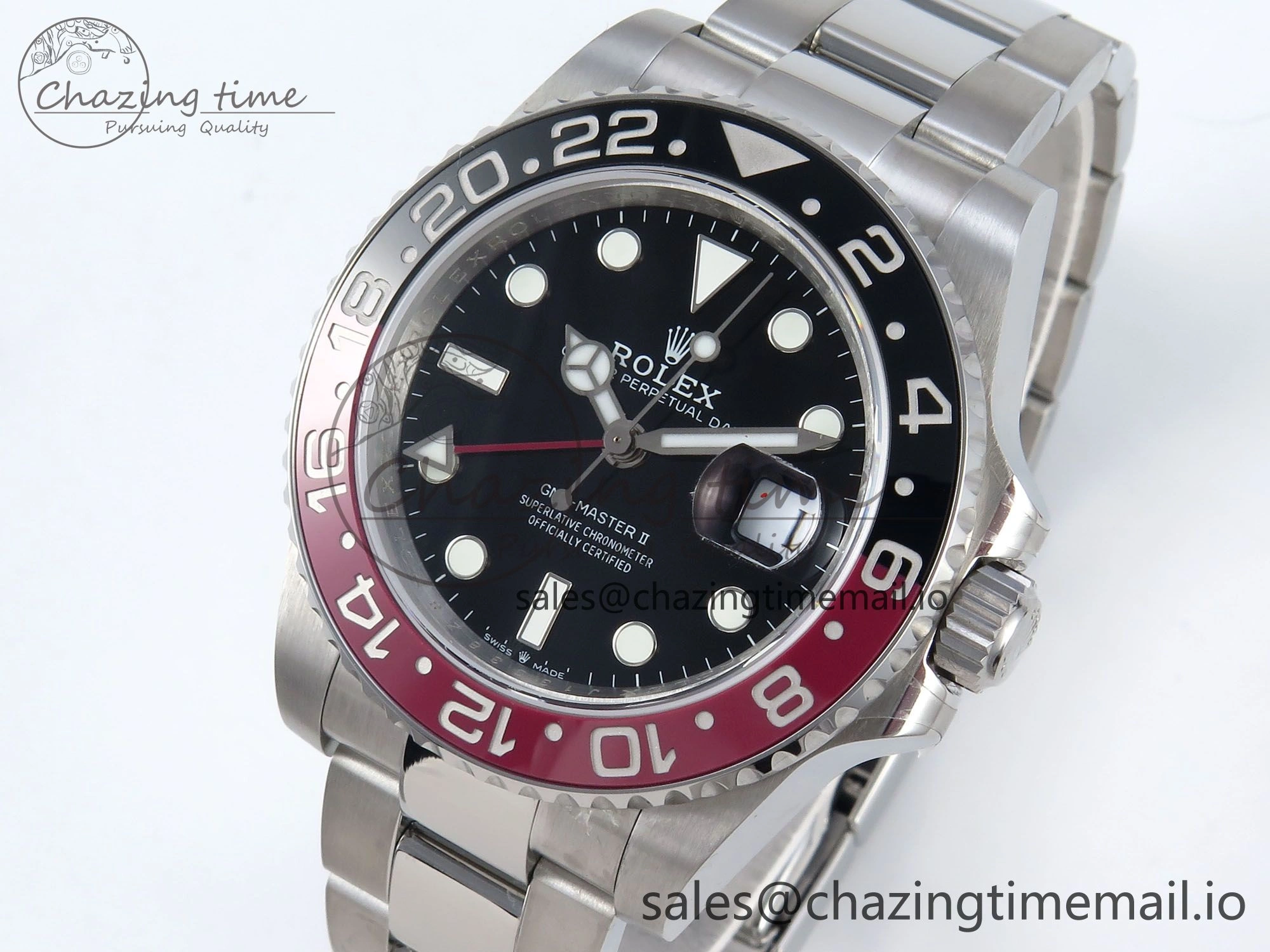 GMT-Master II 126710 Black Red Ceramic 904L QF 1:1 Best Edition on SS Oyster Bracelet SH3285 V10