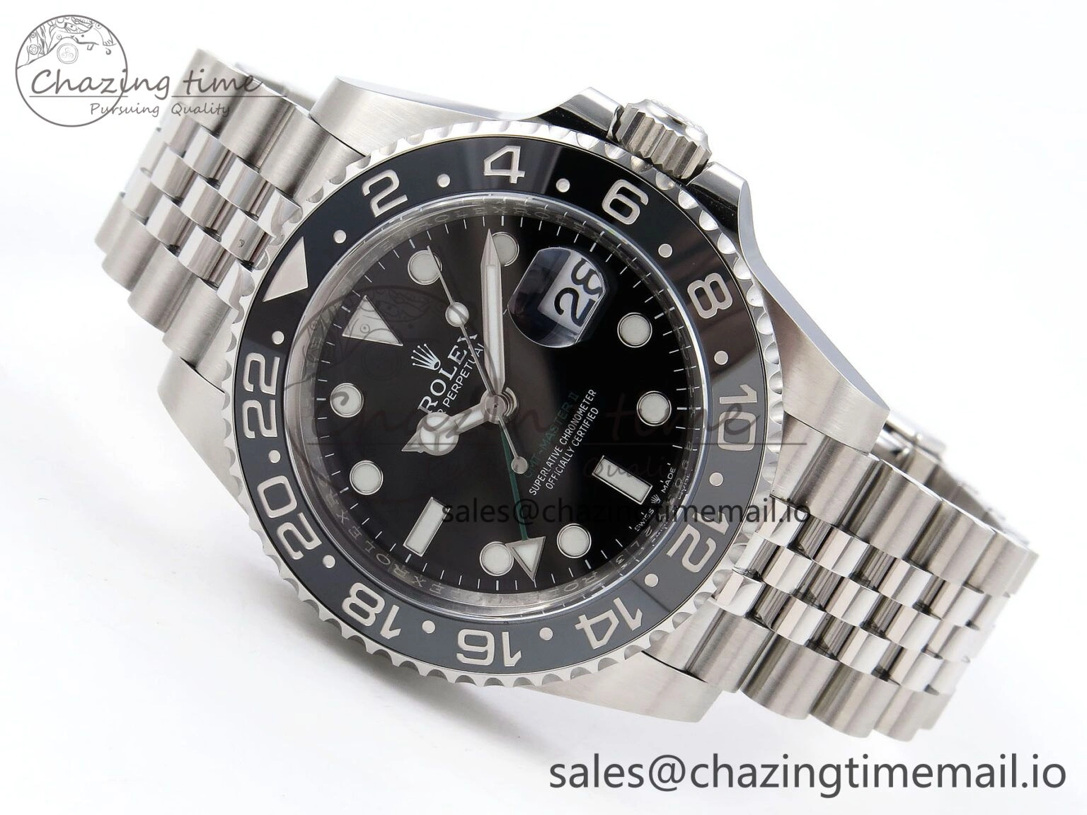 GMT-Master II 126710 GRNR Black Gray Ceramic 904L Steel Clean 1:1 Best Edition on Jubilee Strap DD3285