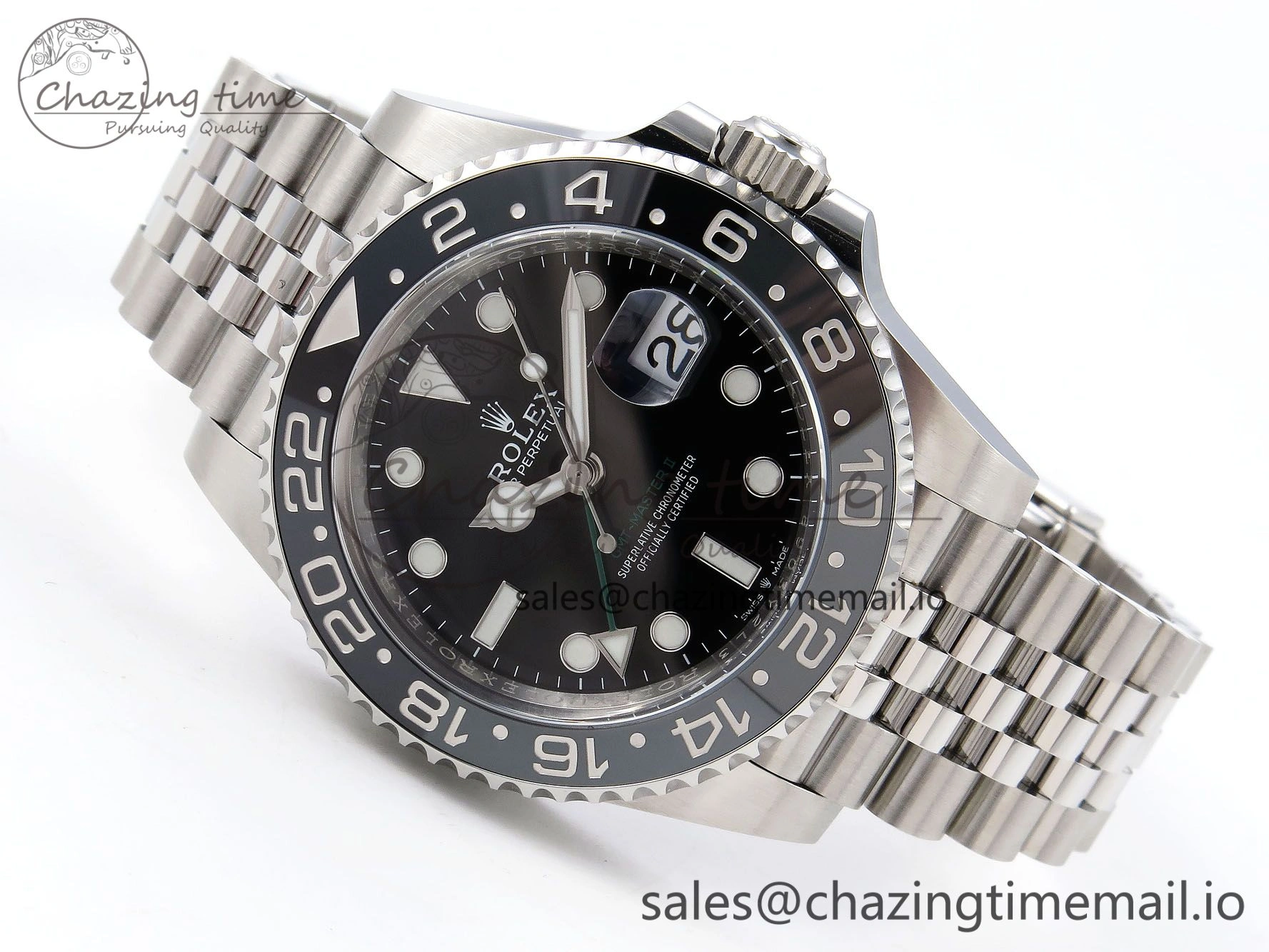GMT-Master II 126710 GRNR Black Gray Ceramic 904L Steel Clean 1:1 Best Edition on Jubilee Strap DD3285