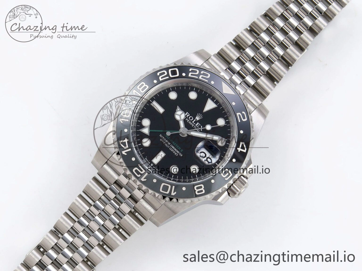 GMT-Master II 126710 GRNR Black Gray Ceramic 904L Steel Clean 1:1 Best Edition on Jubilee Strap DD3285
