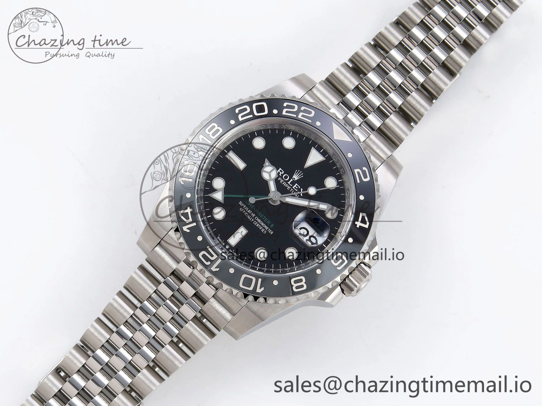 GMT-Master II 126710 GRNR Black Gray Ceramic 904L Steel Clean 1:1 Best Edition on Jubilee Strap DD3285