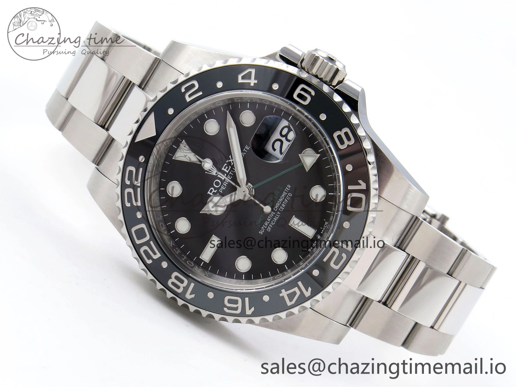 GMT-Master II 126710 GRNR Black Gray Ceramic 904L Steel Clean 1:1 Best Edition on Oyster Strap DD3285