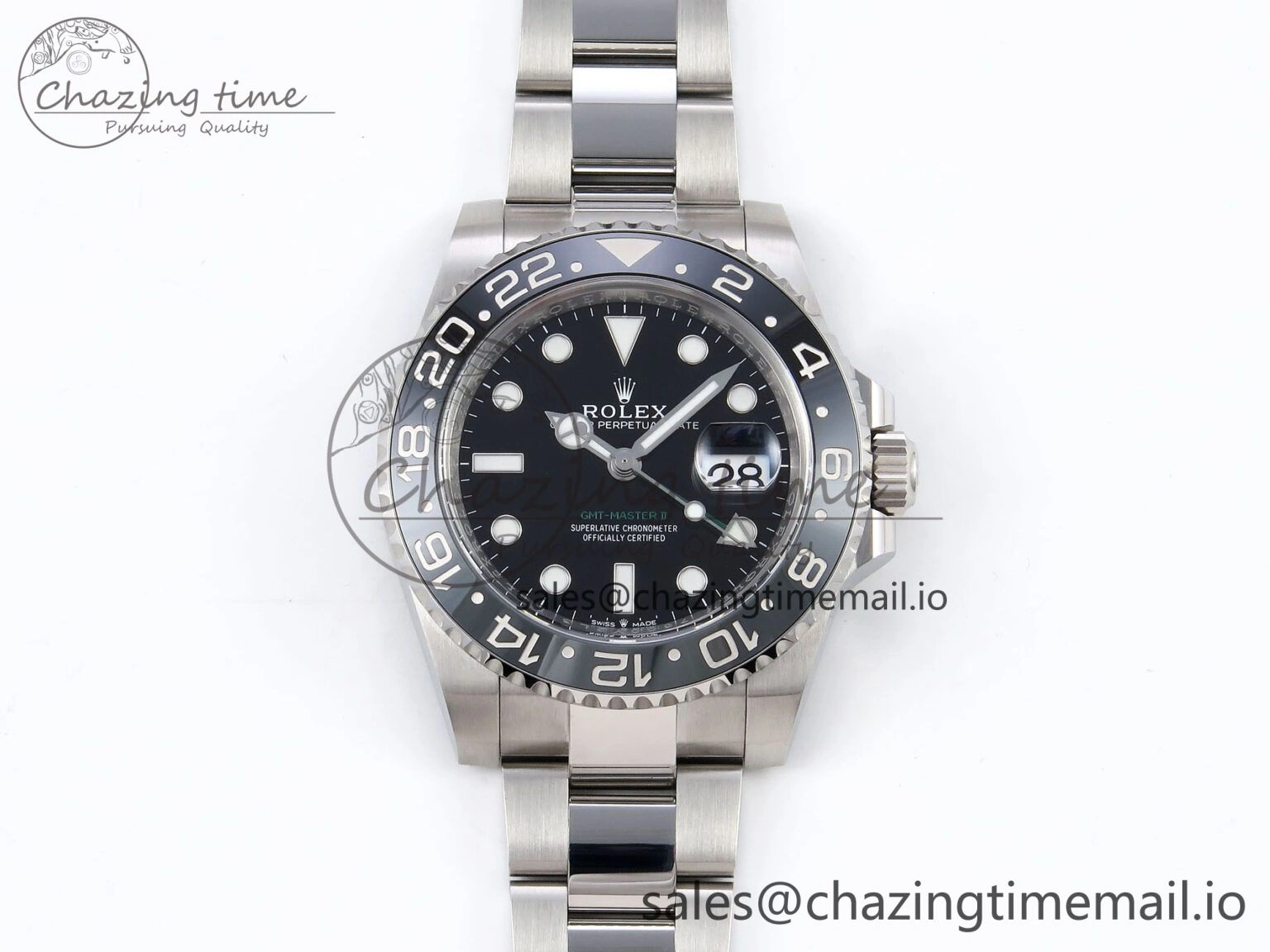 GMT-Master II 126710 GRNR Black Gray Ceramic 904L Steel Clean 1:1 Best Edition on Oyster Strap DD3285