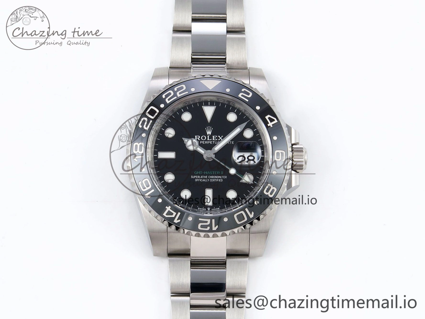GMT-Master II 126710 GRNR Black Gray Ceramic 904L Steel Clean 1:1 Best Edition on Oyster Strap DD3285
