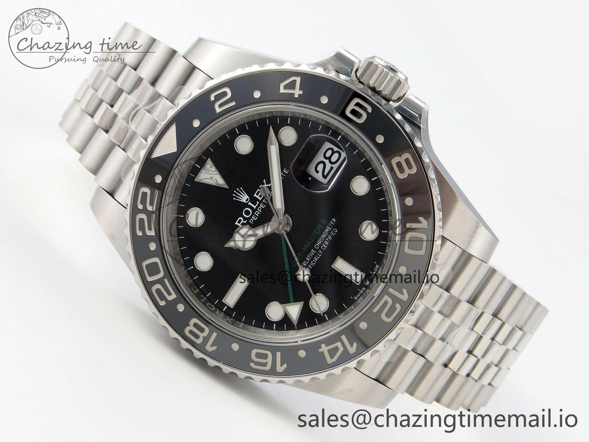 GMT-Master II 126710 GRNR Black Gray Ceramic 904L Steel VSF 1:1 Best Edition on Jubilee Strap DD3285 V3