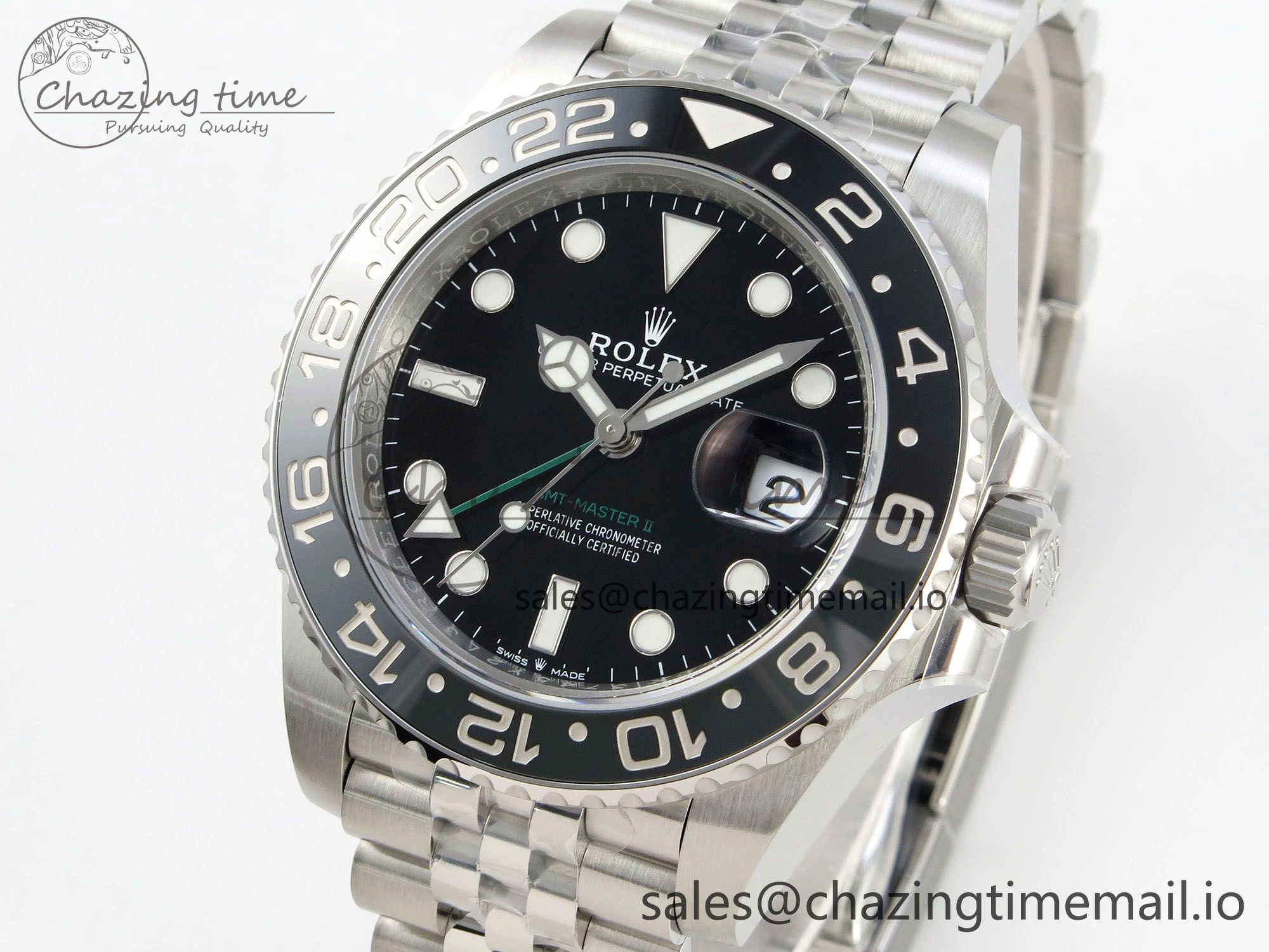GMT-Master II 126710 GRNR Black Gray Ceramic 904L Steel VSF 1:1 Best Edition on Jubilee Strap DD3285 V3