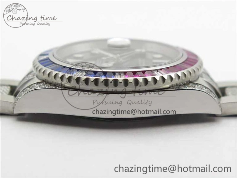 GMT Master II 126710 Red Blue T Crystal VRF Best Edition Black Dial On SS Paved Crystal Bracelet  A3186 CHS