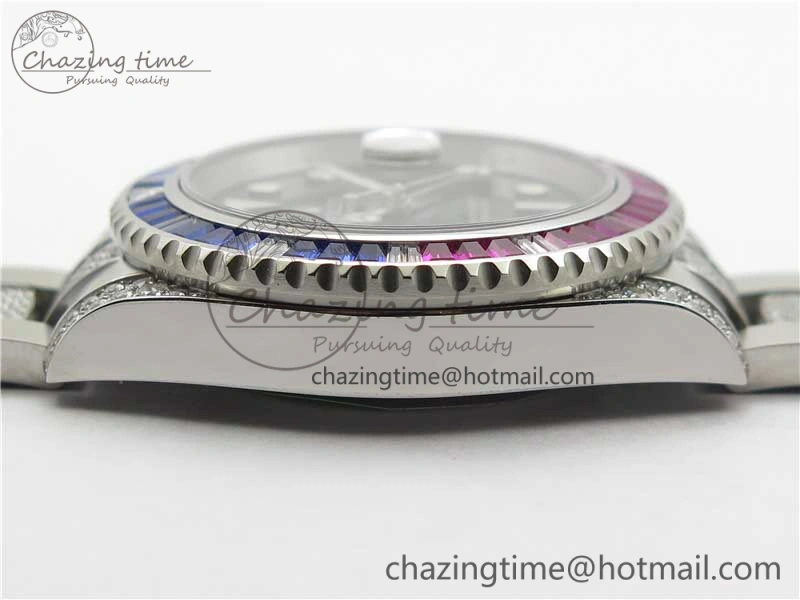 GMT Master II 126710 Red Blue T Crystal VRF Best Edition Black Dial On SS Paved Crystal Bracelet  A3186 CHS