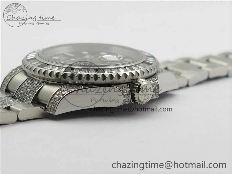 GMT Master II 126710 White Black T Crystal VRF Best Edition Black Dial On SS Paved CrystalBracelet  A3186 CHS