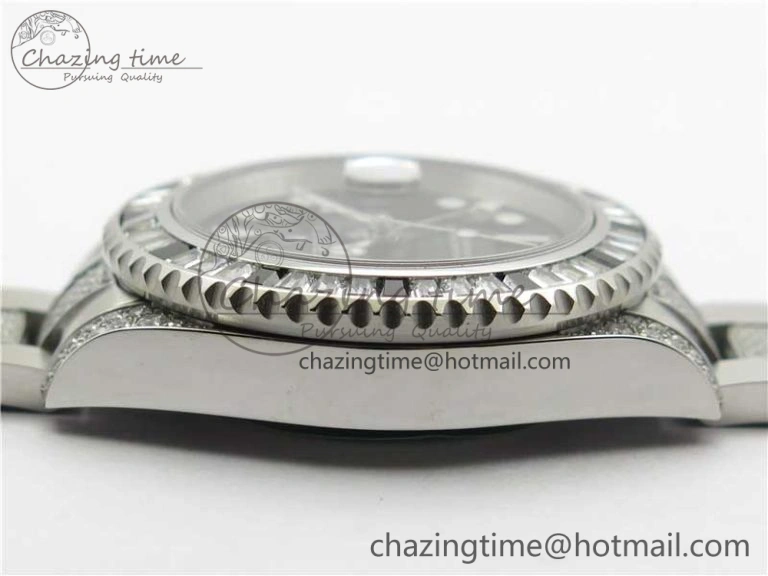 GMT Master II 126710 White Black T Crystal VRF Best Edition Black Dial On SS Paved CrystalBracelet  A3186 CHS