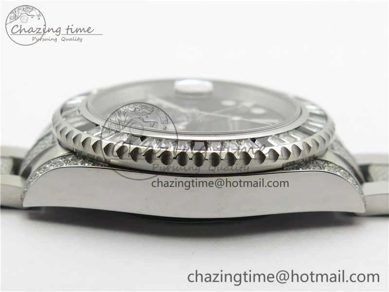 GMT Master II 126710 White Black T Crystal VRF Best Edition Black Dial On SS Paved CrystalBracelet  A3186 CHS