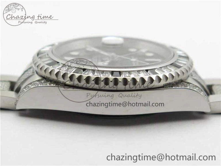 GMT Master II 126710 White Black T Crystal VRF Best Edition Black Dial On SS Paved CrystalBracelet  A3186 CHS