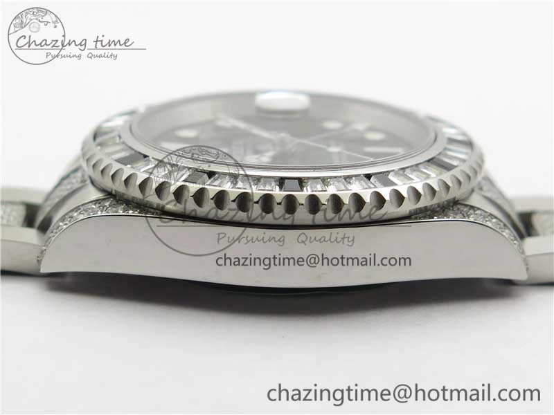 GMT Master II 126710 White Black T Crystal VRF Best Edition Black Dial On SS Paved CrystalBracelet  A3186 CHS