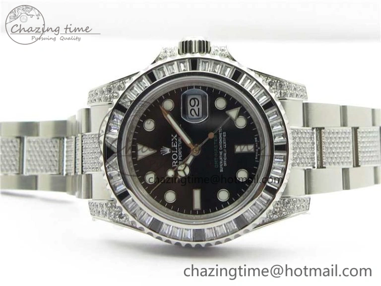 GMT Master II 126710 White Black T Crystal VRF Best Edition Black Dial On SS Paved CrystalBracelet  A3186 CHS