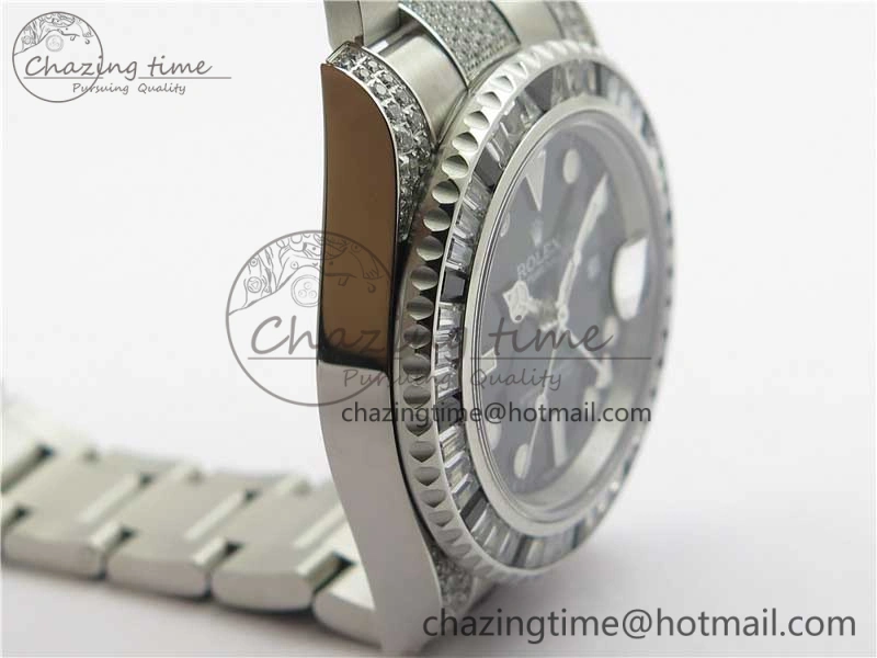 GMT Master II 126710 White Black T Crystal VRF Best Edition Black Dial On SS Paved CrystalBracelet  A3186 CHS