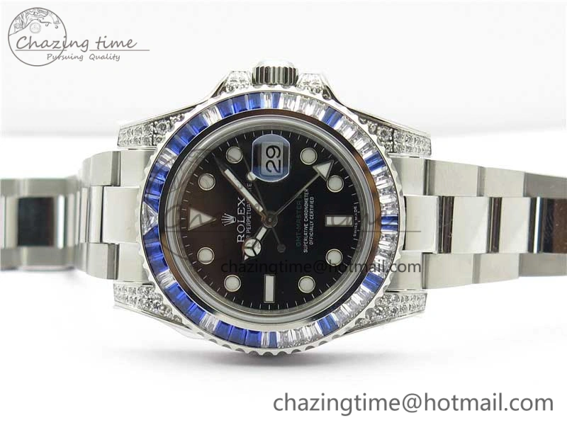 GMT Master II 126710 White Blue T Crystal Bp Maker Best Edition Black Dial On SS Bracelet  3186 CHS
