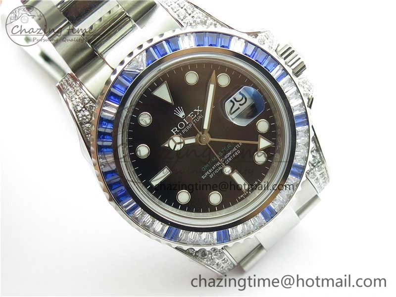 GMT Master II 126710 White Blue T Crystal Bp Maker Best Edition Black Dial On SS Bracelet  3186 CHS
