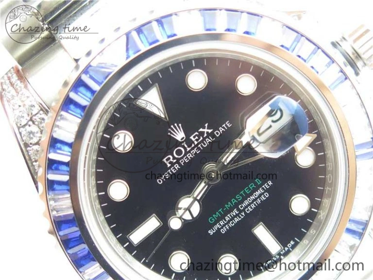 GMT Master II 126710 White Blue T Crystal Bp Maker Best Edition Black Dial On SS Bracelet  3186 CHS