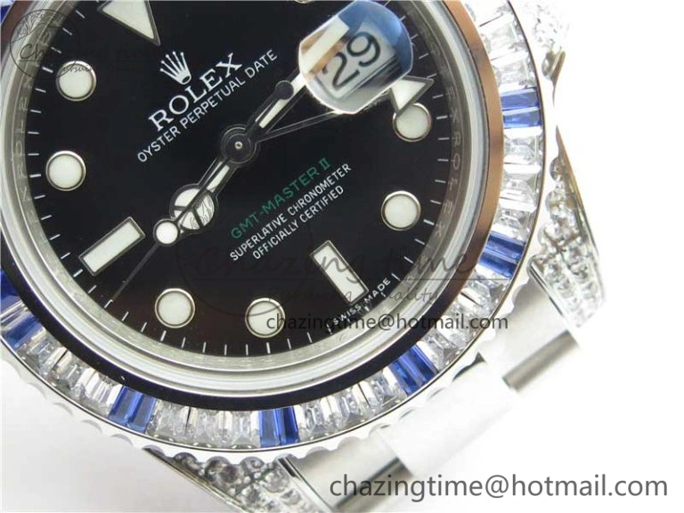 GMT Master II 126710 White Blue T Crystal Bp Maker Best Edition Black Dial On SS Bracelet  3186 CHS