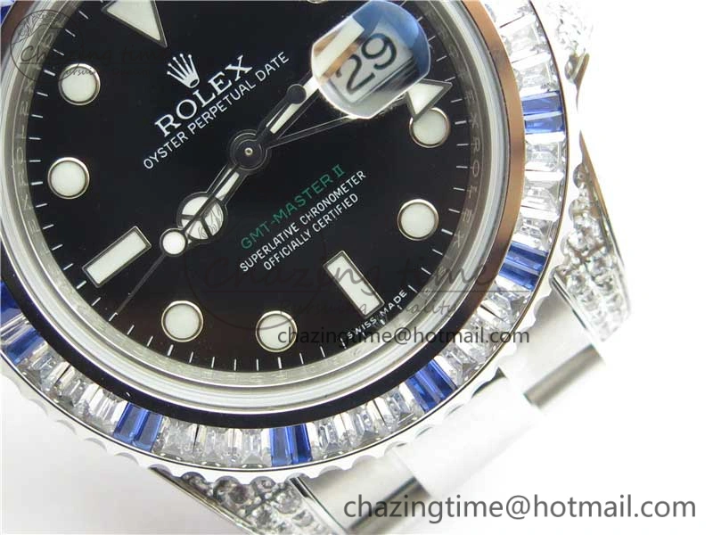 GMT Master II 126710 White Blue T Crystal Bp Maker Best Edition Black Dial On SS Bracelet  3186 CHS