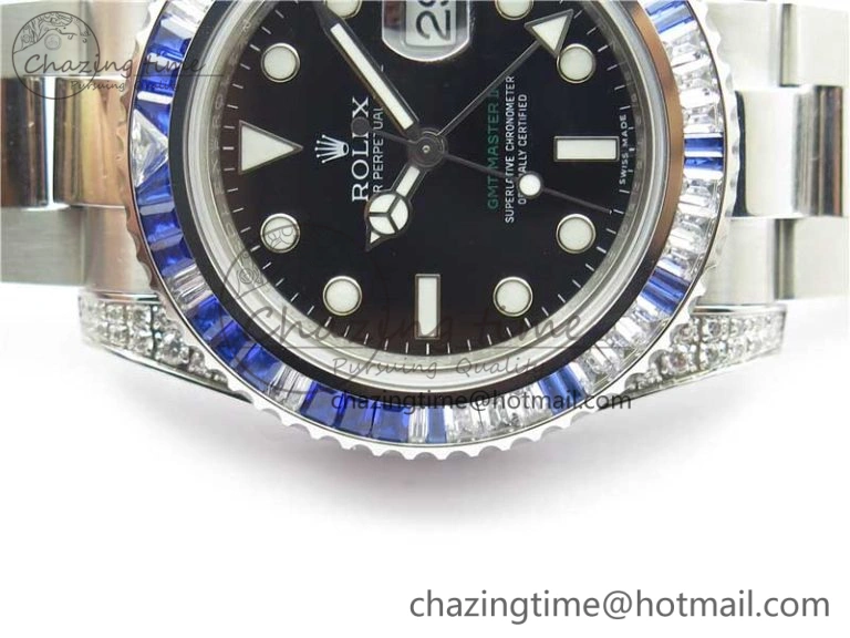 GMT Master II 126710 White Blue T Crystal Bp Maker Best Edition Black Dial On SS Bracelet  3186 CHS