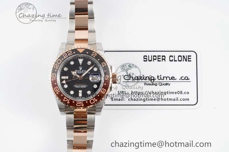GMT Master II 126711 CHNR 904L SS APF 1:1 Best Edition on SS RG Bracelet VR3285 CHS