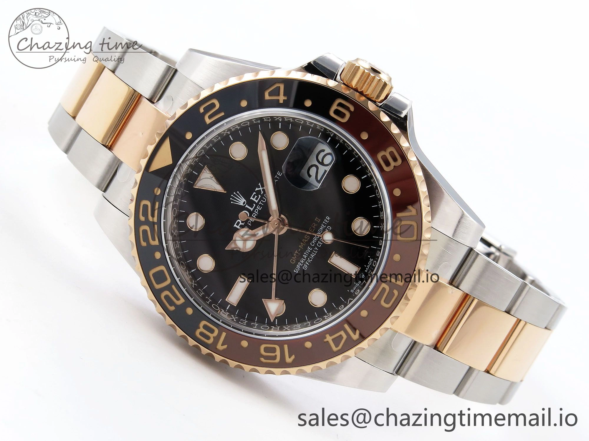 GMT-Master II 126711 CHNR ARF 1:1 Best Edition on Black Dial SS RG Bracelet Super Clone SH3285 CHS (Gain Weight)
