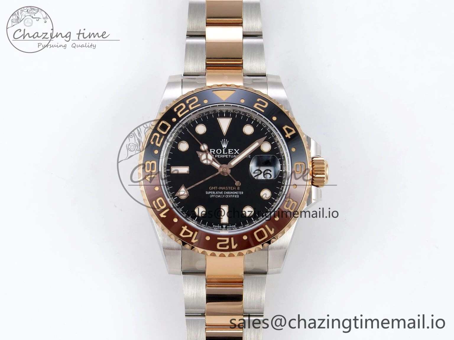 GMT-Master II 126711 CHNR ARF 1:1 Best Edition on Black Dial SS RG Bracelet Super Clone SH3285 CHS (Gain Weight)