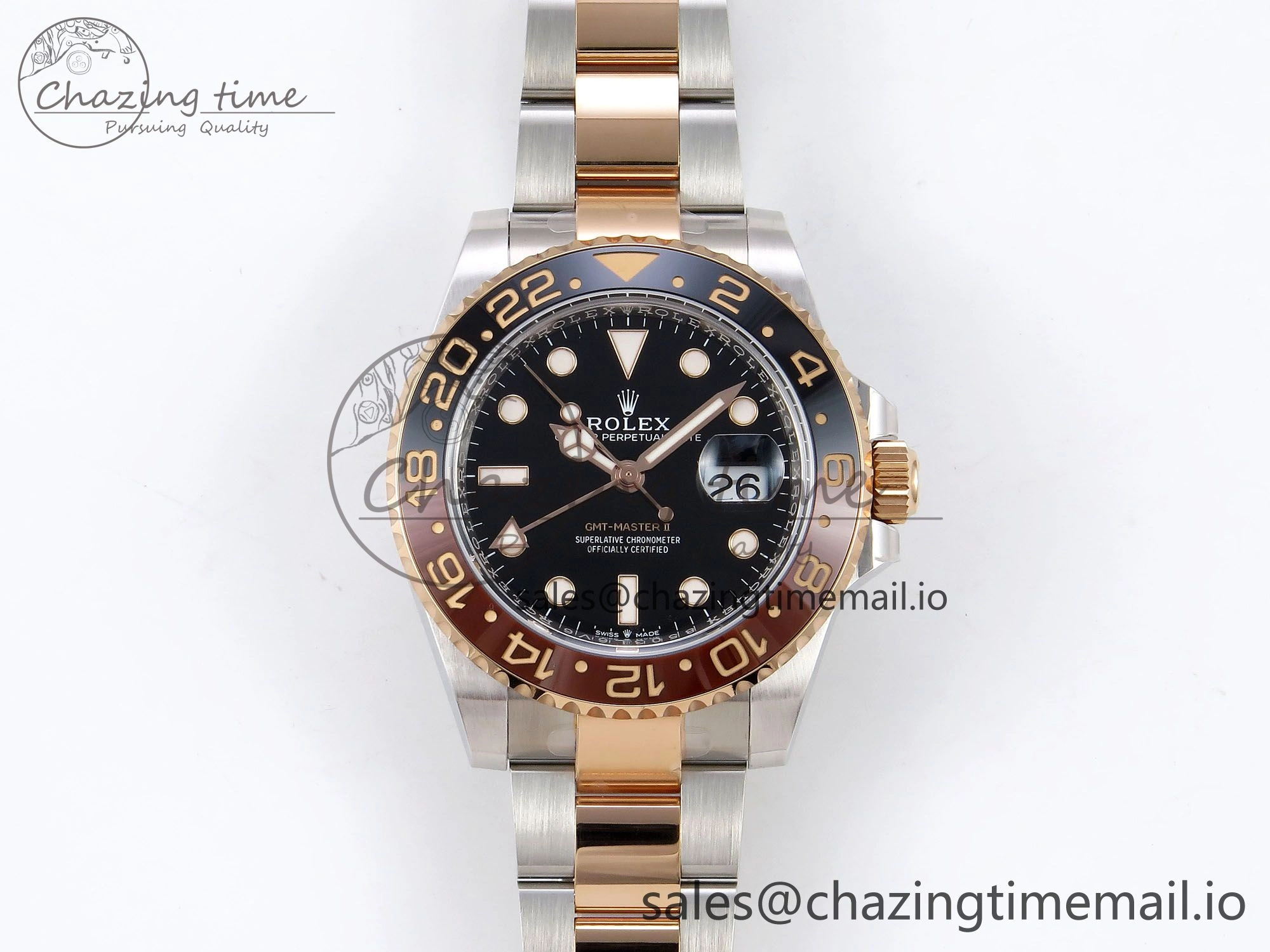 GMT-Master II 126711 CHNR ARF 1:1 Best Edition on Black Dial SS RG Bracelet Super Clone SH3285 CHS (Gain Weight)