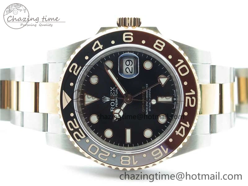 GMT Master II 126711 CHNR Black Brown Ceramic 316L Steel GMF 1:1 Best Edition Black Dial on SS RG Bracelet A3285
