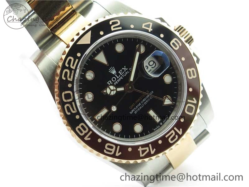 GMT Master II 126711 CHNR Black Brown Ceramic 316L Steel GMF 1:1 Best Edition Black Dial on SS RG Bracelet A3285