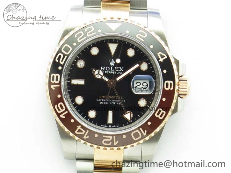 GMT Master II 126711 CHNR Black Brown Ceramic 316L Steel GMF 1:1 Best Edition Black Dial on SS RG Bracelet A3285