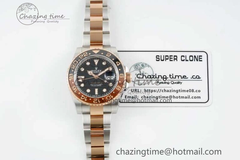 GMT-Master II 126711 CHNR Black Brown Ceramic Clean Factory 1:1 Best Edition on SS RG Bracelet VR3186