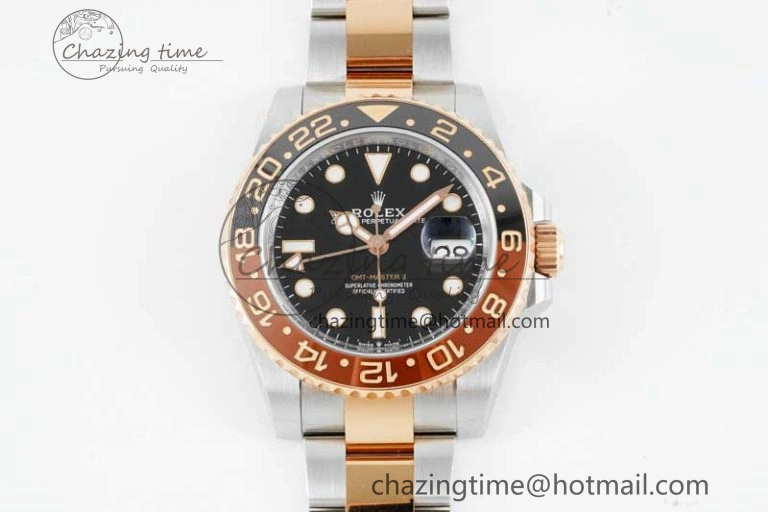 GMT-Master II 126711 CHNR Black Brown Ceramic Clean Factory 1:1 Best Edition on SS RG Bracelet VR3186