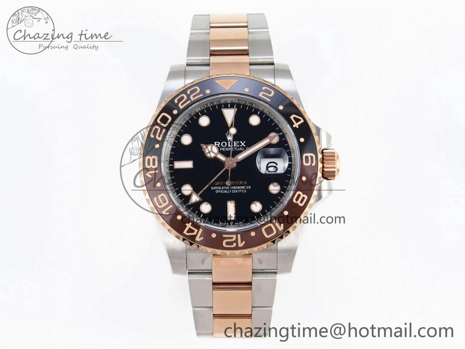 GMT-Master II 126711 CHNR Black Brown Ceramic Clean Factory Best Edition on SS RG Bracelet DD3285 CHS
