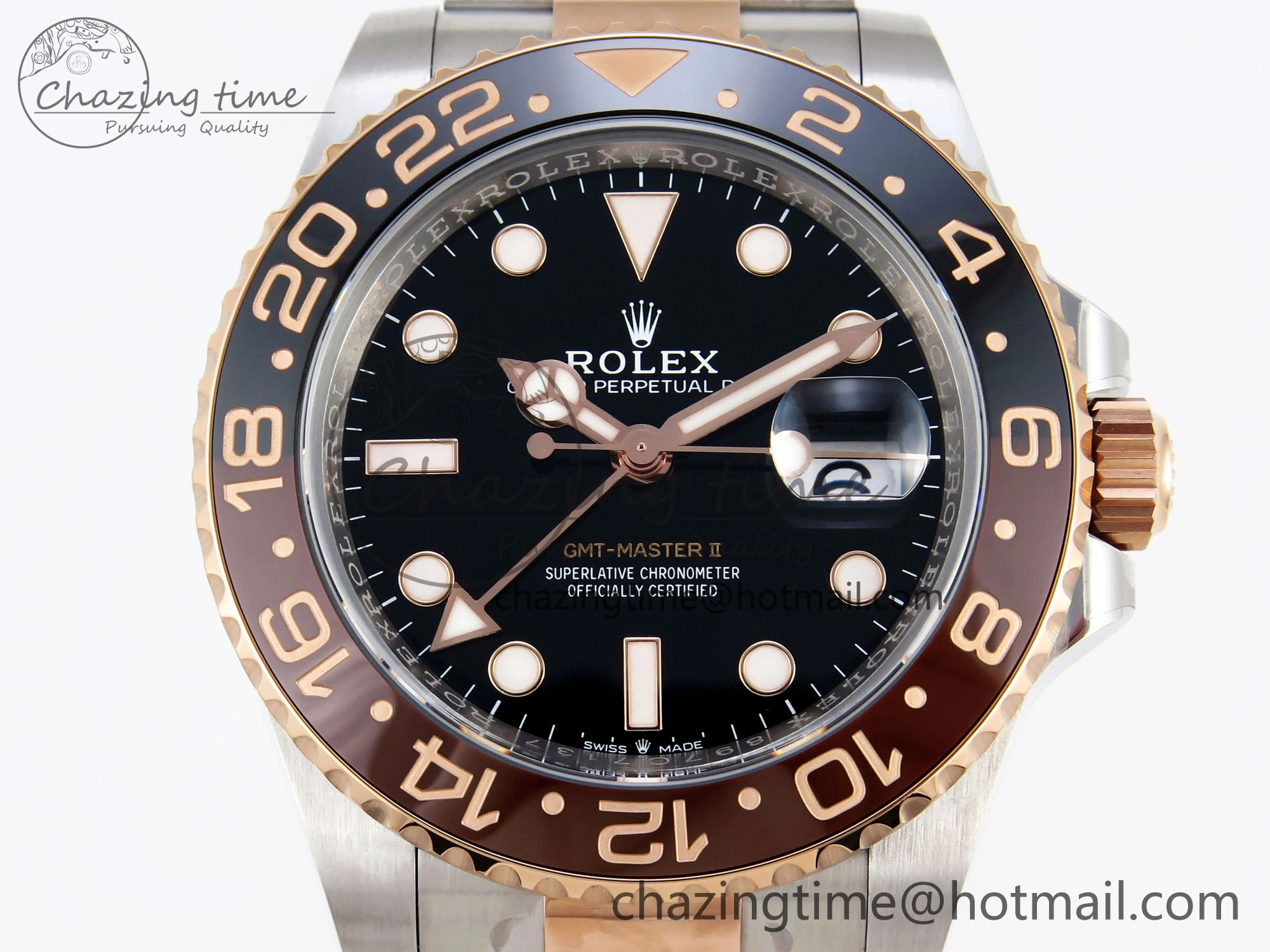 GMT-Master II 126711 CHNR Black Brown Ceramic Clean Factory Best Edition on SS RG Bracelet DD3285 CHS