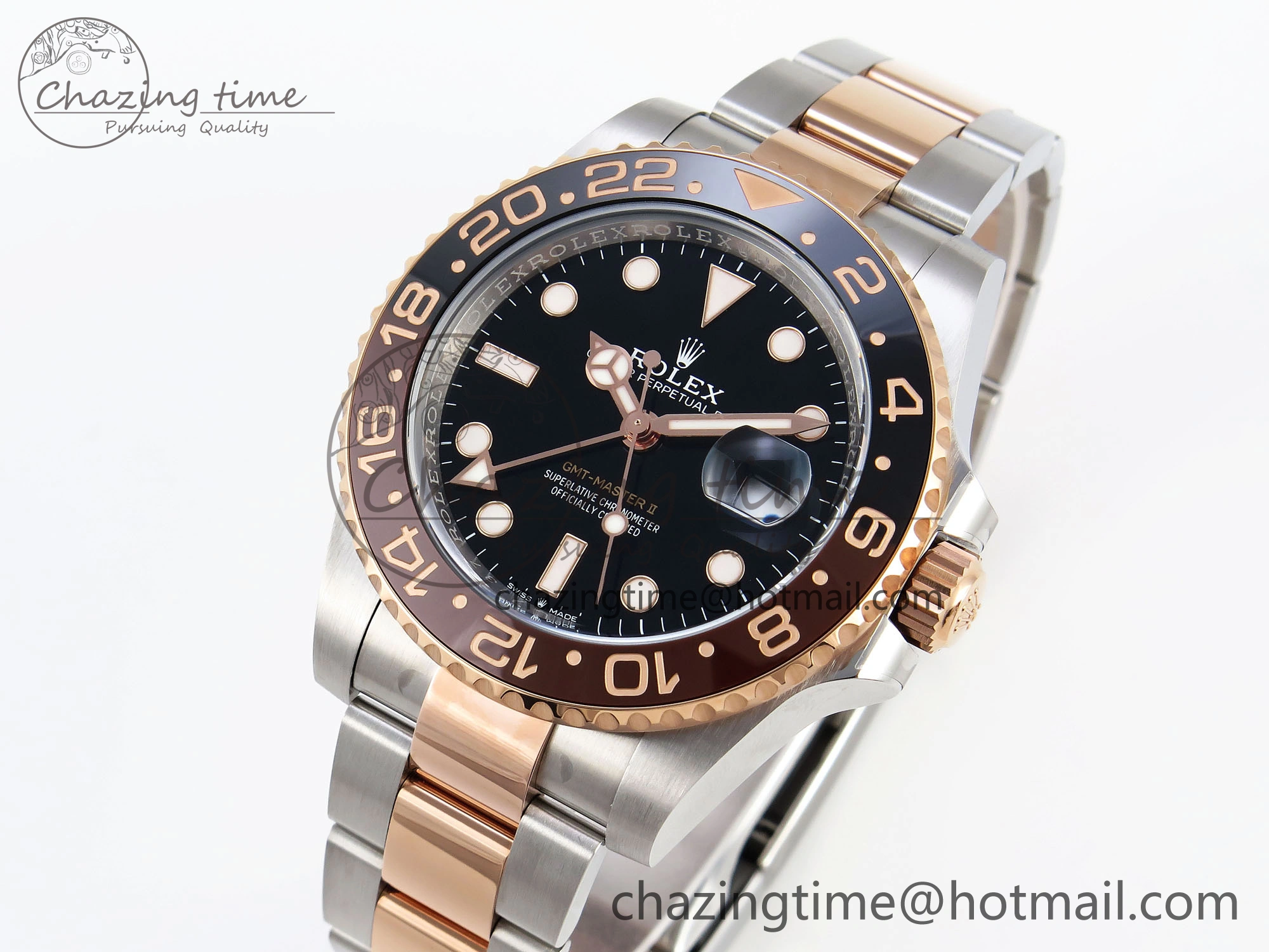 GMT-Master II 126711 CHNR Black Brown Ceramic Clean Factory Best Edition on SS RG Bracelet DD3285 CHS