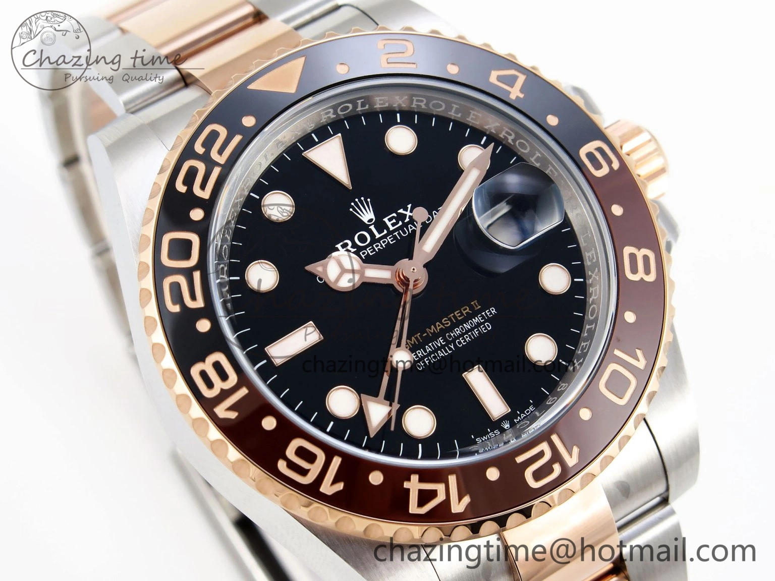 GMT-Master II 126711 CHNR Black Brown Ceramic Clean Factory Best Edition on SS RG Bracelet DD3285 CHS