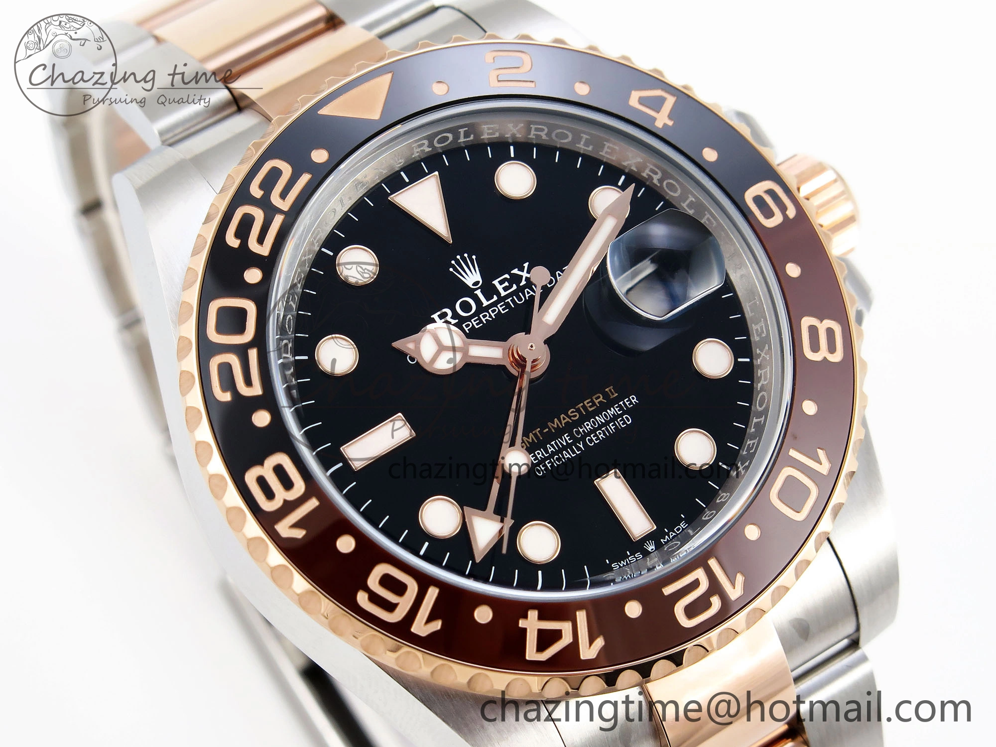 GMT-Master II 126711 CHNR Black Brown Ceramic Clean Factory Best Edition on SS RG Bracelet DD3285 CHS