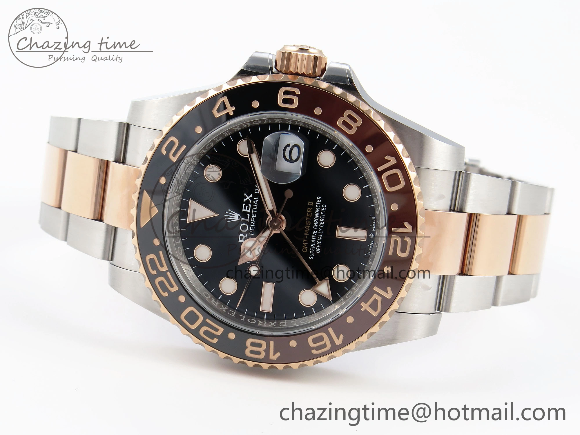 GMT-Master II 126711 CHNR Black Brown Ceramic Clean Factory Best Edition on SS RG Bracelet DD3285 CHS