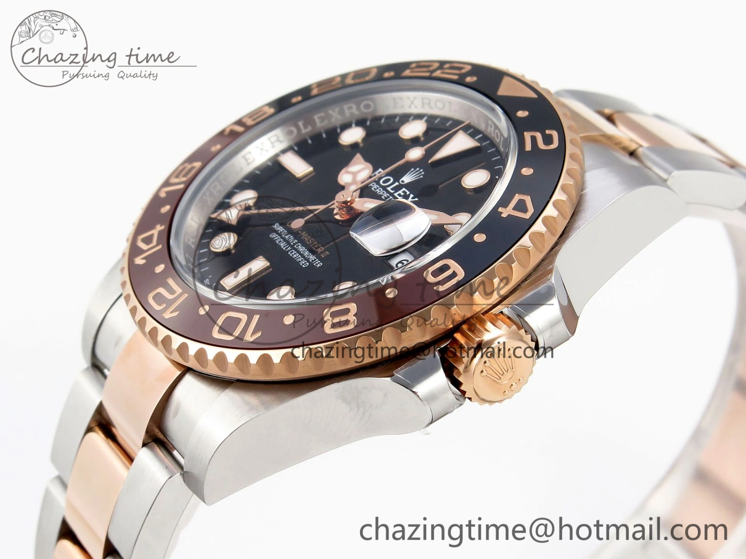 GMT-Master II 126711 CHNR Black Brown Ceramic Clean Factory Best Edition on SS RG Bracelet DD3285 CHS